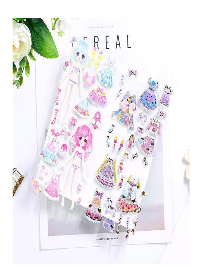 NVF مجموعة ملصقات ثلاثية الأبعاد لدمى تلبيس الأطفال - ملصقات أزياء أميرات لطيفة مع ملابس وإكسسوارات ودمى مناسبة لسجل القصاصات والمذكرات والمشاريع المدرسية والأعمال اليدوية - Image 2